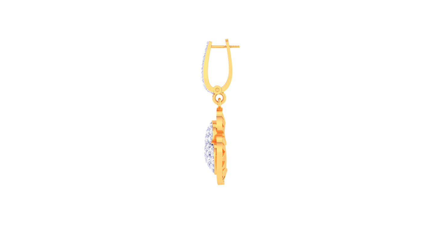 Dual Heart Earrings In Geometric Gold Frame - 0.76 Ct Diamond-Embellished