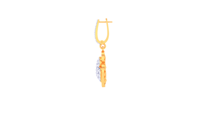 Dual Heart Earrings In Geometric Gold Frame - 0.76 Ct Diamond-Embellished