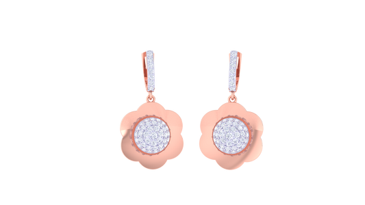 Petal Glow Hoop Earrings In Gold - 0.99 Ct Diamond Pavé Center