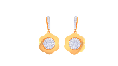 Petal Glow Hoop Earrings In Gold - 0.99 Ct Diamond Pavé Center