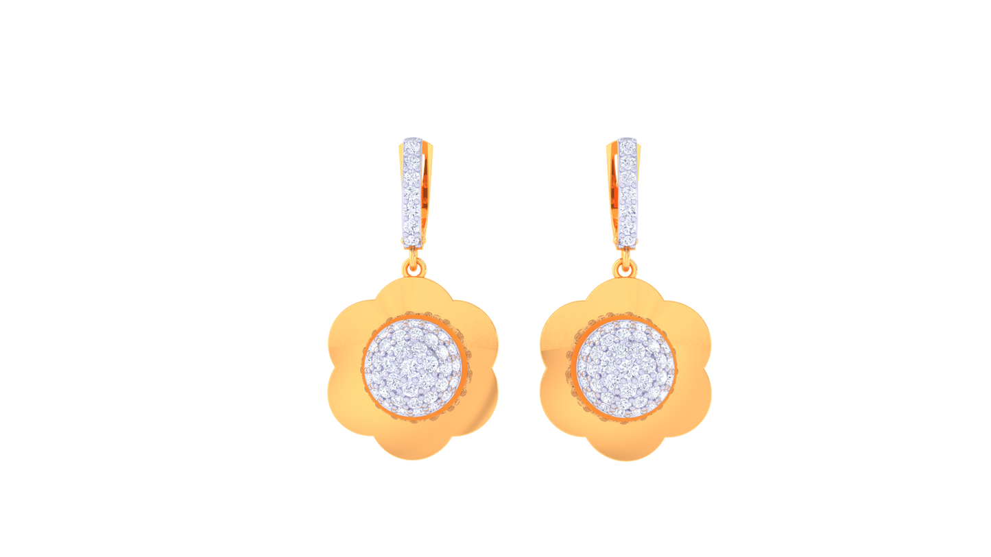 Petal Glow Hoop Earrings In Gold - 0.99 Ct Diamond Pavé Center