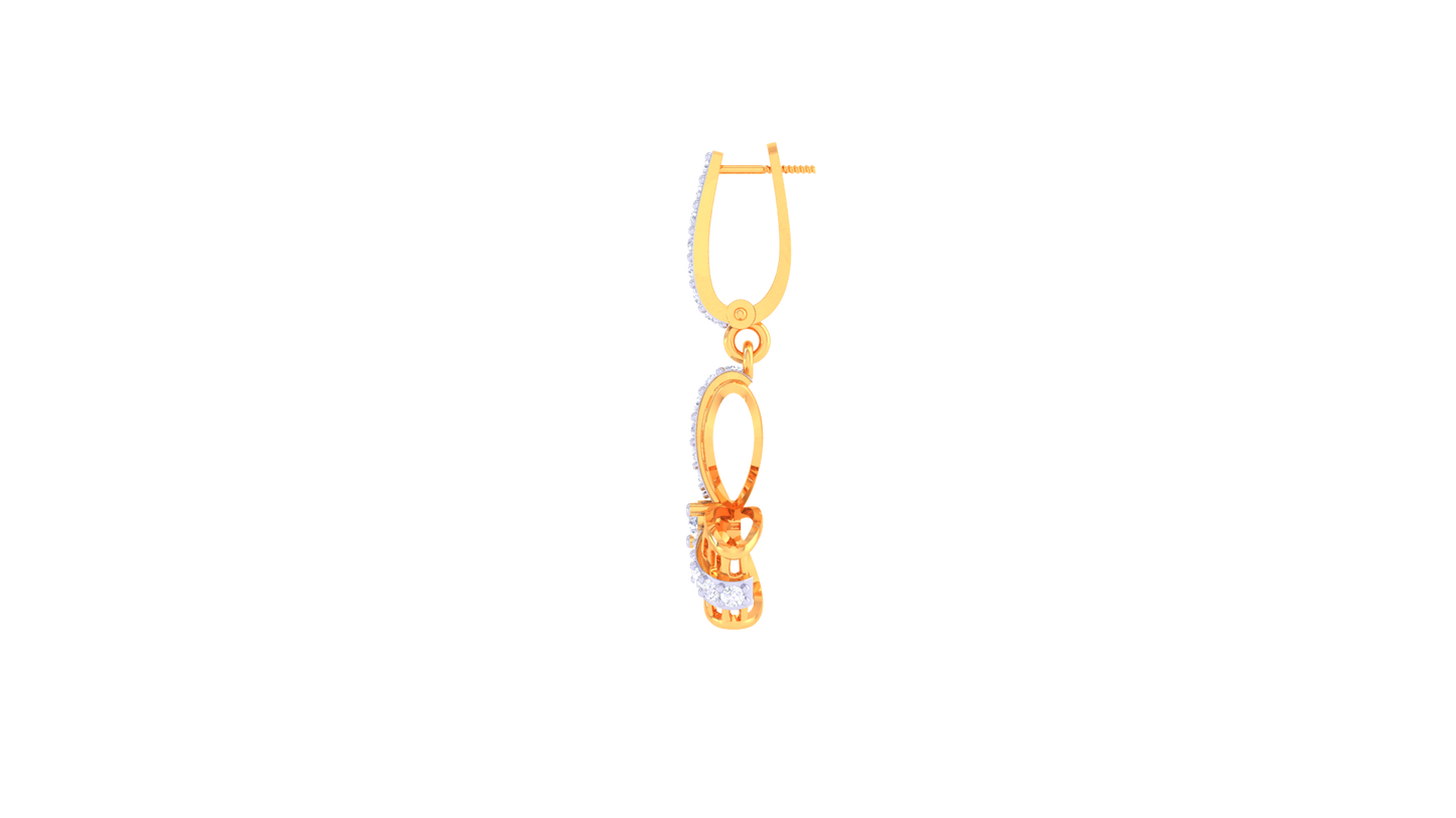 Trio Petal Hoop Earrings In Gold - 0.36 Ct Sparking Diamond