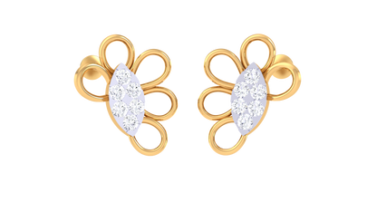 0.48 Ct - Floral Arc Diamond Stud Earrings