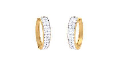 Twin Row Diamond Hoop Earrings In Gold – 0.34 Ct