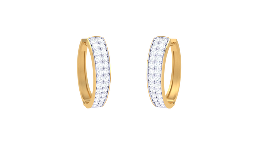 Twin Row Diamond Hoop Earrings In Gold – 0.34 Ct