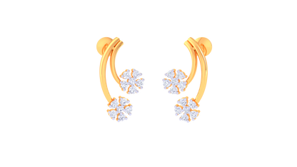 Crescent Bloom Stud Earrings In Gold - 0.20 Ct Dazzling Diamonds