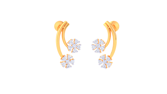 Crescent Bloom Stud Earrings In Gold - 0.20 Ct Dazzling Diamonds