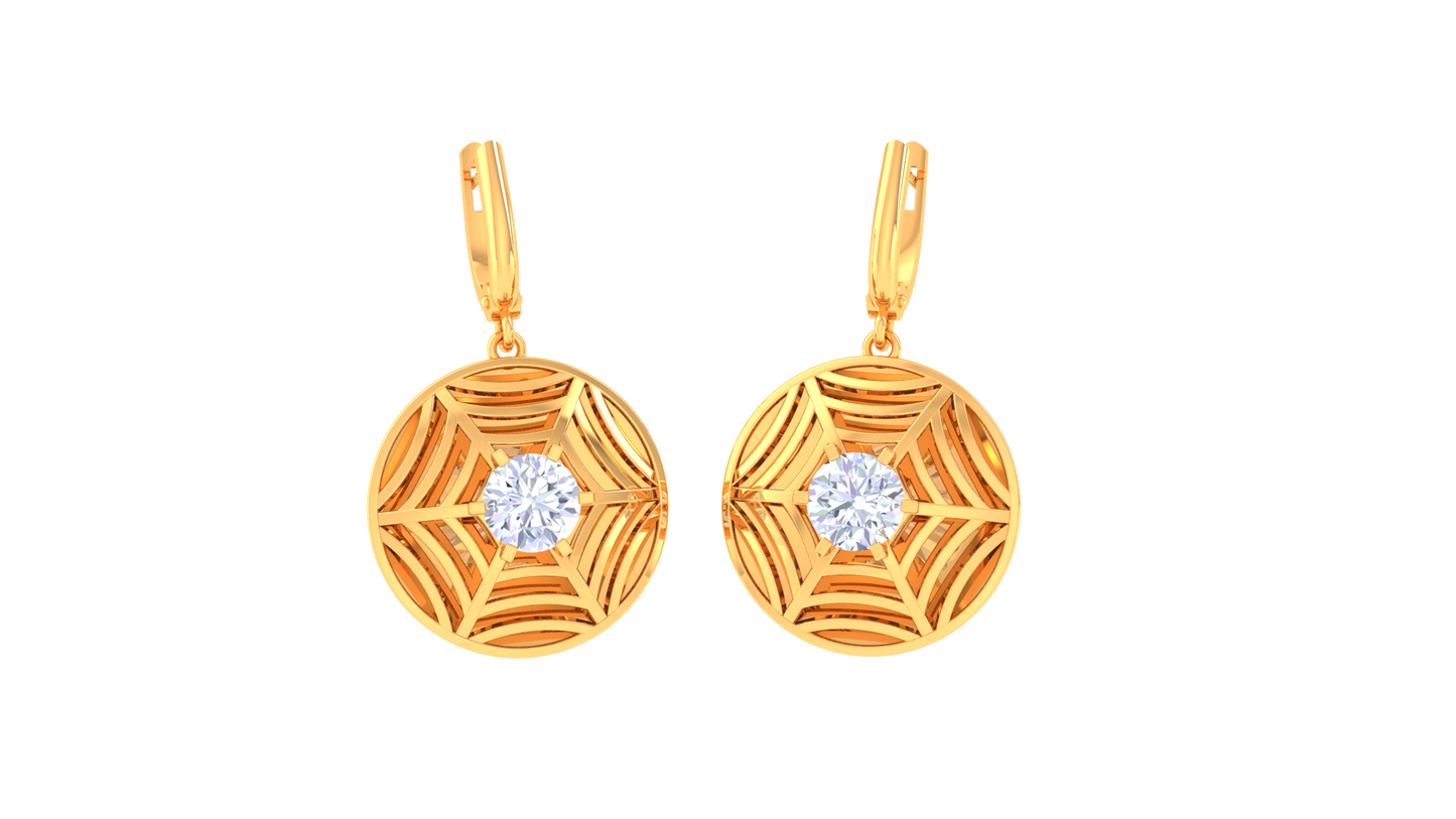 Radiant Starburst Gold Hoop Earrings - 0.64 Ct Diamond Centers