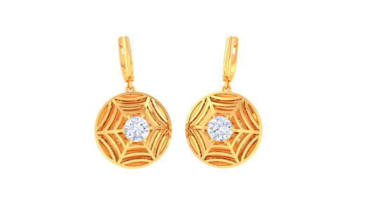 Radiant Starburst Gold Hoop Earrings - 0.64 Ct Diamond Centers