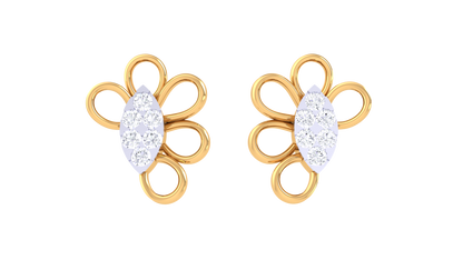 0.48 Ct - Floral Arc Diamond Stud Earrings