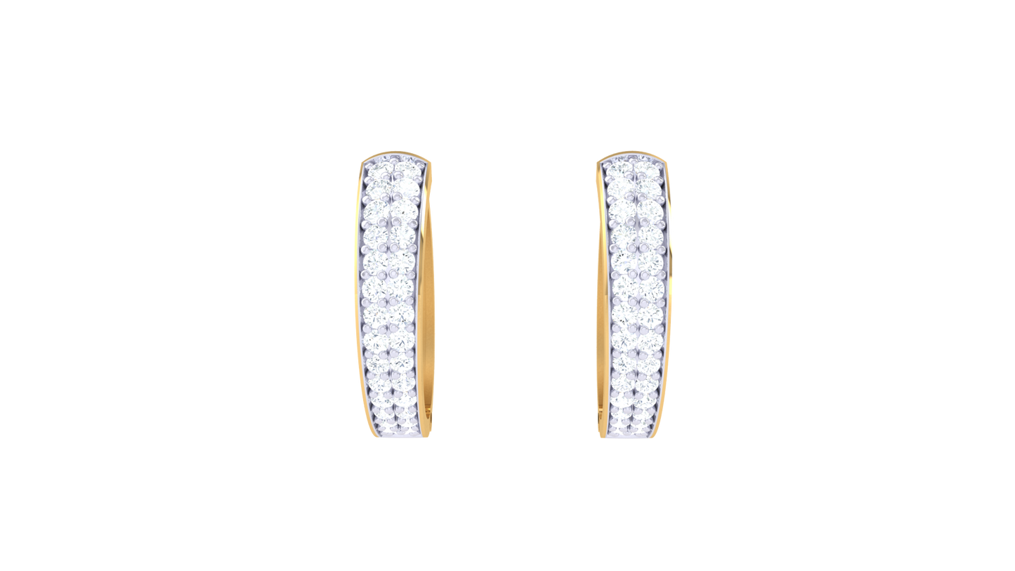 Twin Row Diamond Hoop Earrings In Gold – 0.34 Ct