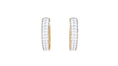 Twin Row Diamond Hoop Earrings In Gold – 0.34 Ct