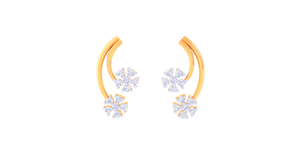 Crescent Bloom Stud Earrings In Gold - 0.20 Ct Dazzling Diamonds