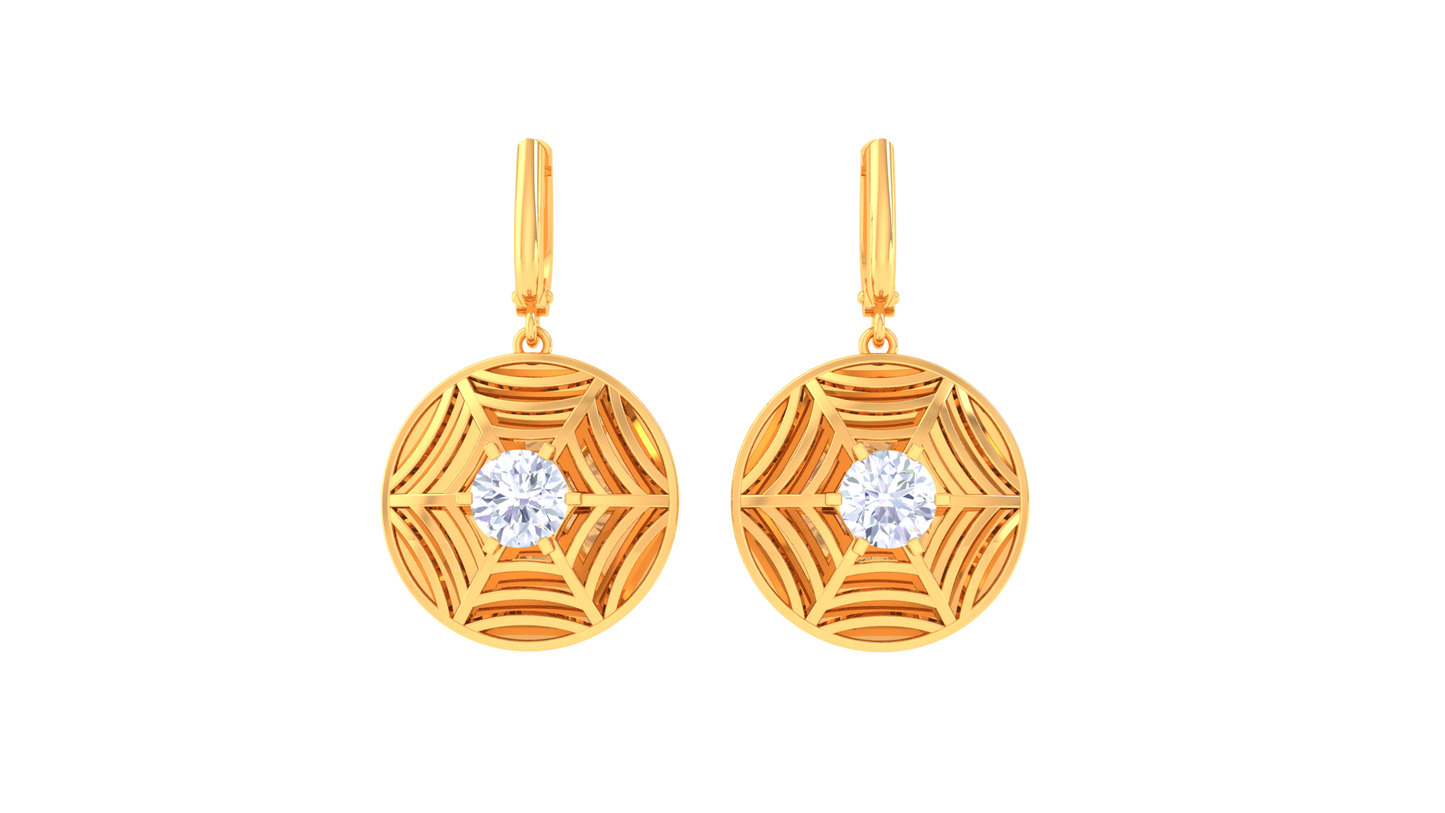 Radiant Starburst Gold Hoop Earrings - 0.64 Ct Diamond Centers