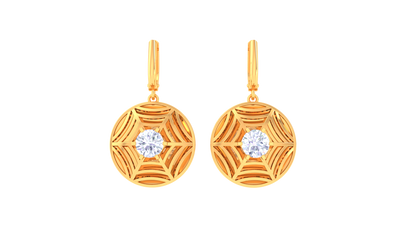 Radiant Starburst Gold Hoop Earrings - 0.64 Ct Diamond Centers