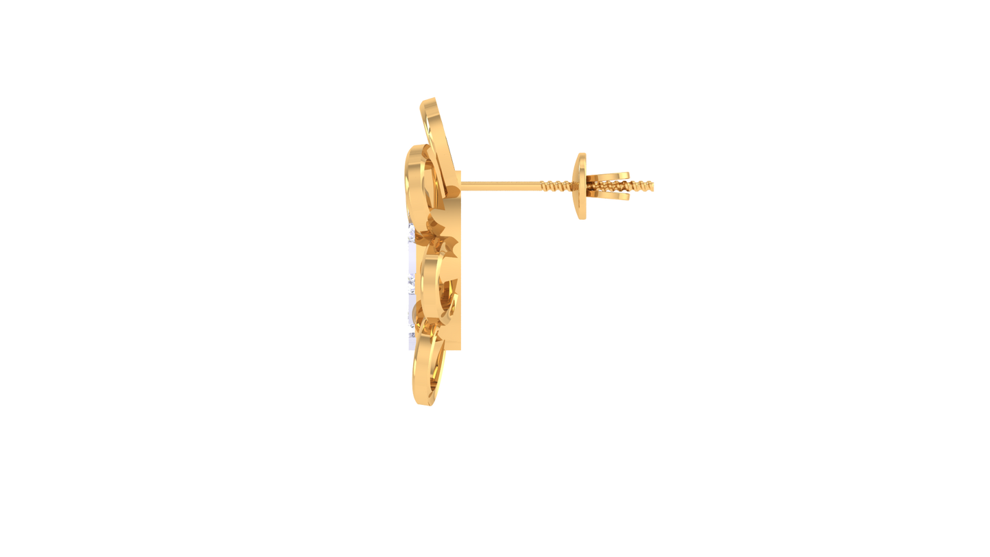 0.48 Ct - Floral Arc Diamond Stud Earrings