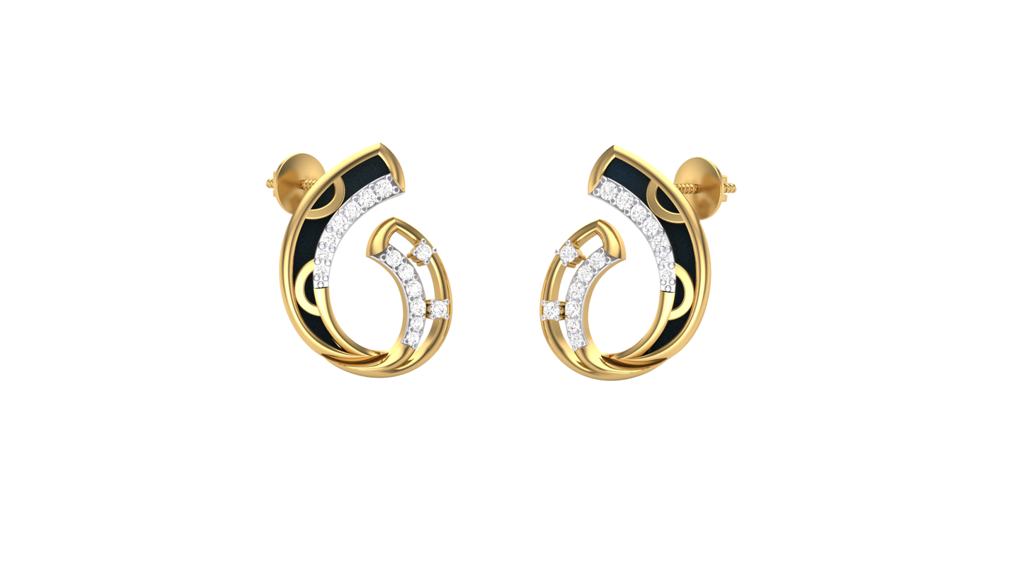 The Infinity Swirl Stud Earrings In Gold - 0.13 Ct Sparkling Round Diamonds