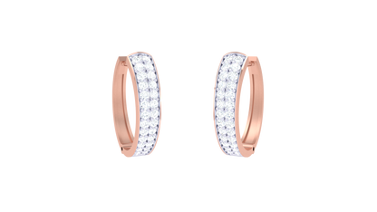 Twin Row Diamond Hoop Earrings In Gold – 0.34 Ct