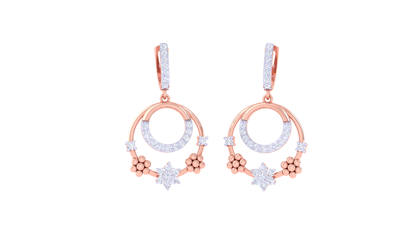 Celestial Bloom Hoop Earrings In Gold - 0.62 Ct Diamond Accents