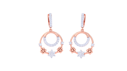 Celestial Bloom Hoop Earrings In Gold - 0.62 Ct Diamond Accents