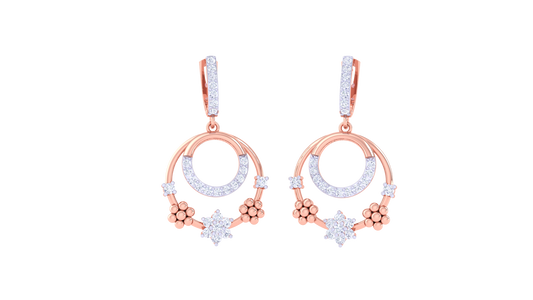 Celestial Bloom Hoop Earrings In Gold - 0.62 Ct Diamond Accents