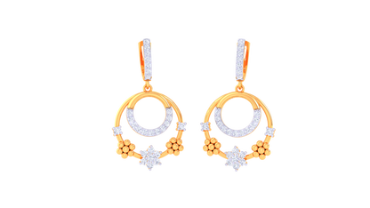 Celestial Bloom Hoop Earrings In Gold - 0.62 Ct Diamond Accents