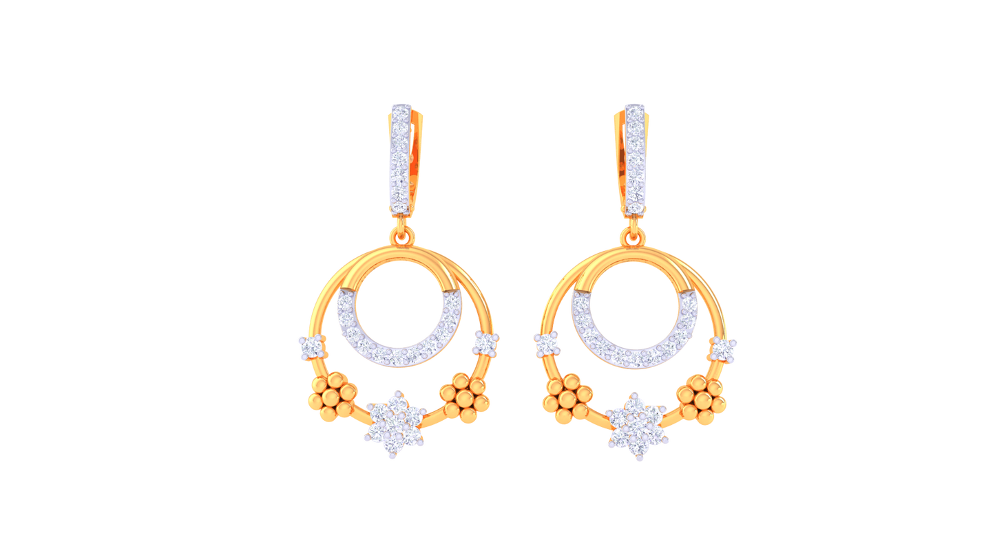 Celestial Bloom Hoop Earrings In Gold - 0.62 Ct Diamond Accents