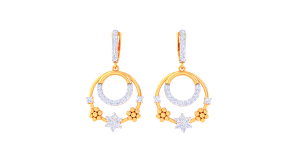 Celestial Bloom Hoop Earrings In Gold - 0.62 Ct Diamond Accents