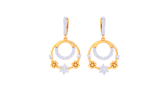 Celestial Bloom Hoop Earrings In Gold - 0.62 Ct Diamond Accents