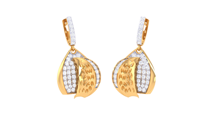 Leaf Embrace Teardrop Hoop Earrings - 0.79 Ct Diamonds
