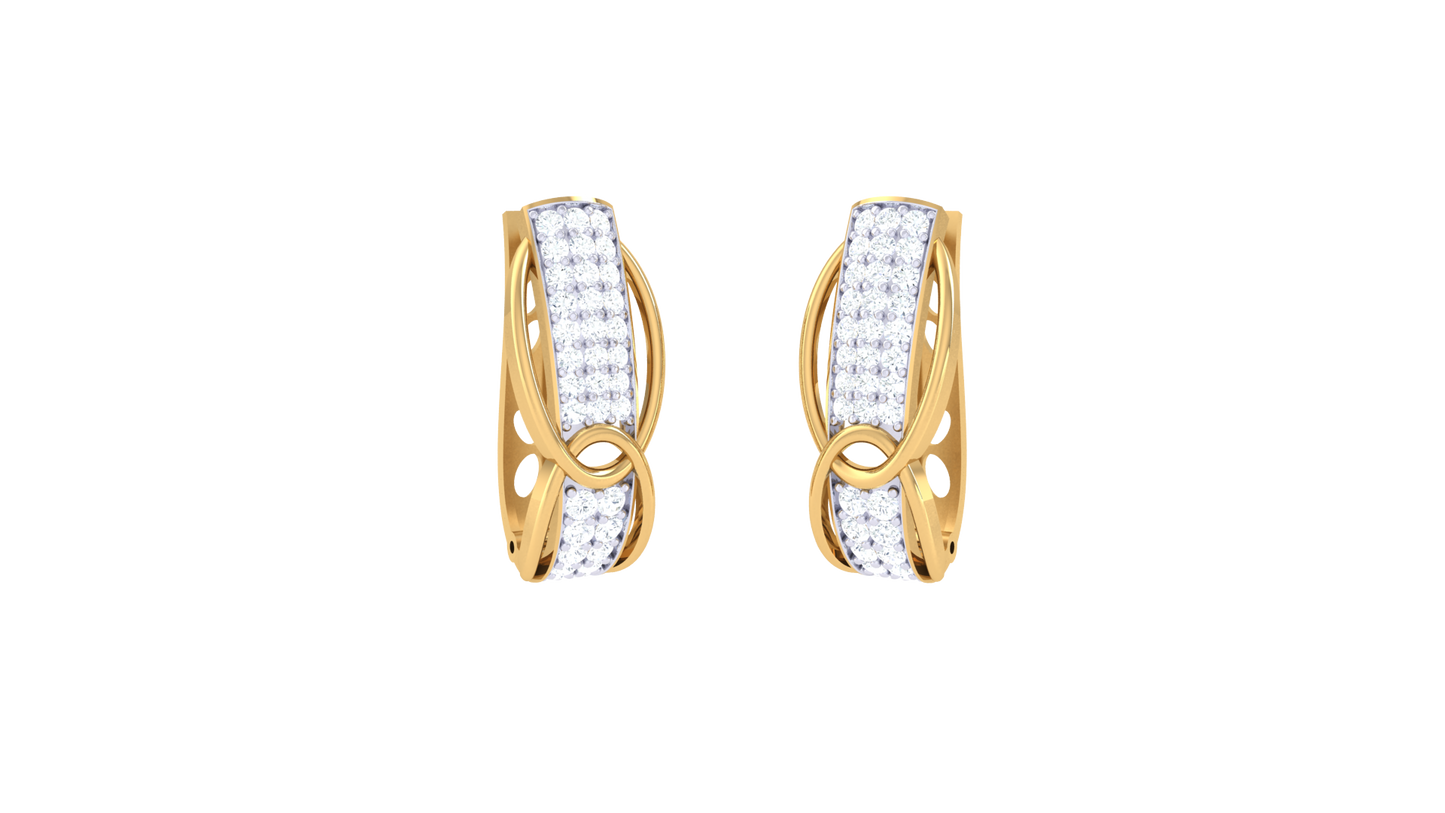 Twist Loop Hoop Earrings In Yellow Gold – 0.48 Ct Brilliant Cut Diamonds