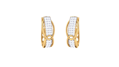 Twist Loop Hoop Earrings In Yellow Gold – 0.48 Ct Brilliant Cut Diamonds