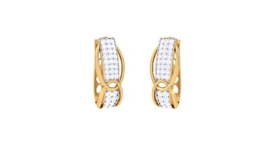 Twist Loop Hoop Earrings In Yellow Gold – 0.48 Ct Brilliant Cut Diamonds