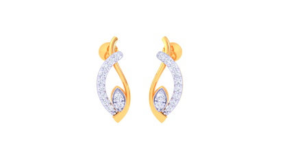 Flame Curve Stud Earrings In Gold - 0.18 Ct Brilliant White Diamonds