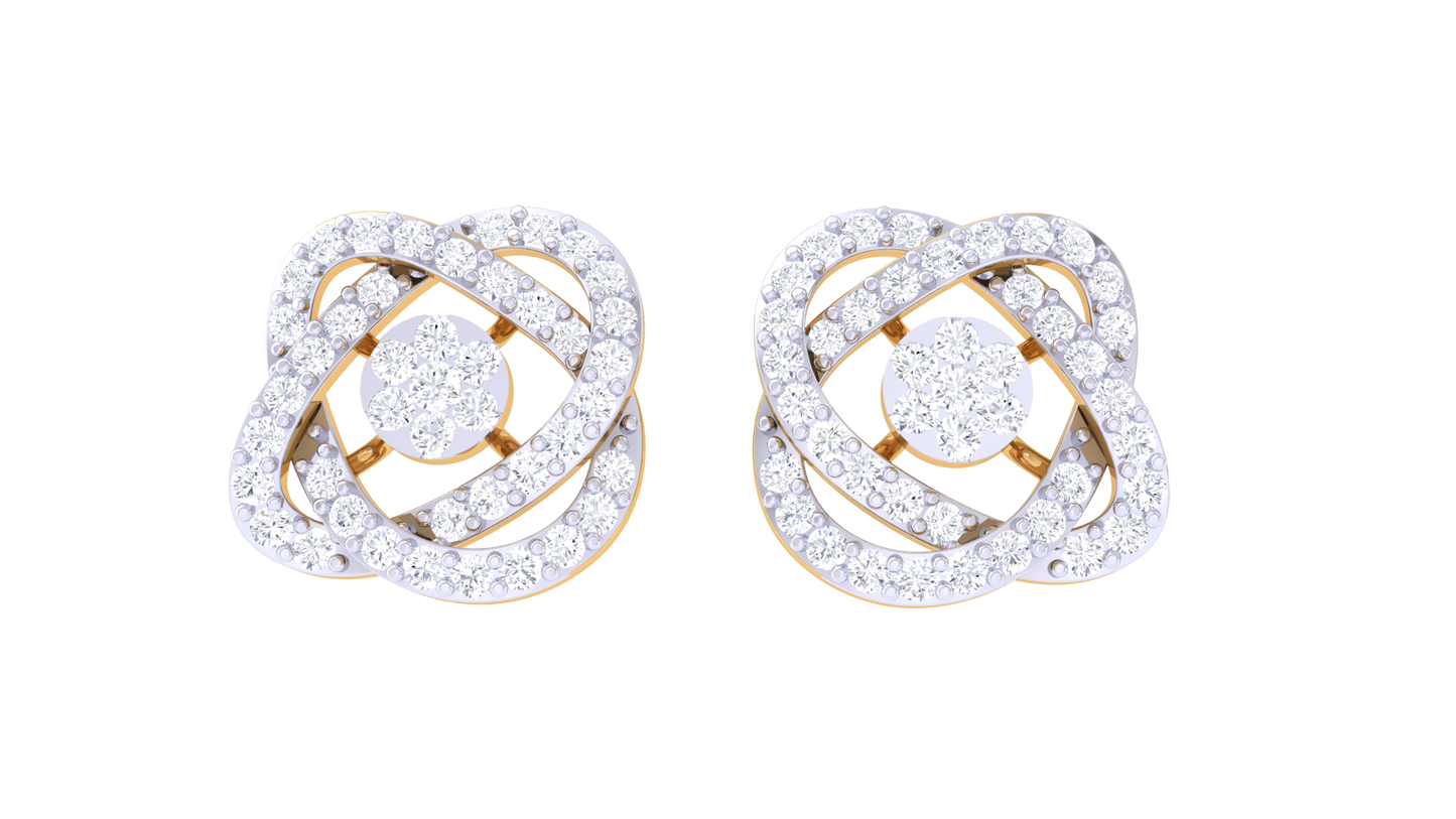 Classical Sparkle Stud Earring - 0.73 Ct Gold Diamond