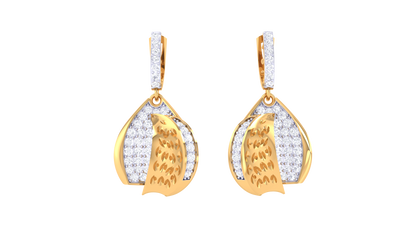 Leaf Embrace Teardrop Hoop Earrings - 0.79 Ct Diamonds
