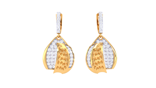 Leaf Embrace Teardrop Hoop Earrings - 0.79 Ct Diamonds