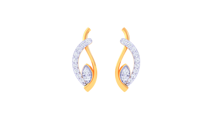 Flame Curve Stud Earrings In Gold - 0.18 Ct Brilliant White Diamonds