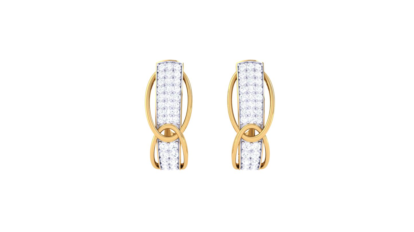 Twist Loop Hoop Earrings In Yellow Gold – 0.48 Ct Brilliant Cut Diamonds