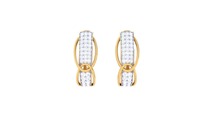 Twist Loop Hoop Earrings In Yellow Gold – 0.48 Ct Brilliant Cut Diamonds