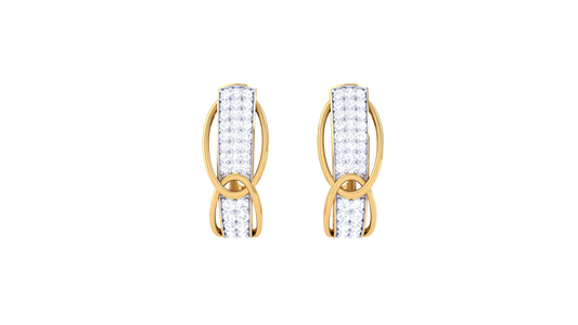 Twist Loop Hoop Earrings In Yellow Gold – 0.48 Ct Brilliant Cut Diamonds