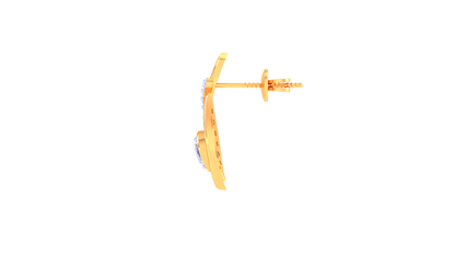 Flame Curve Stud Earrings In Gold - 0.18 Ct Brilliant White Diamonds