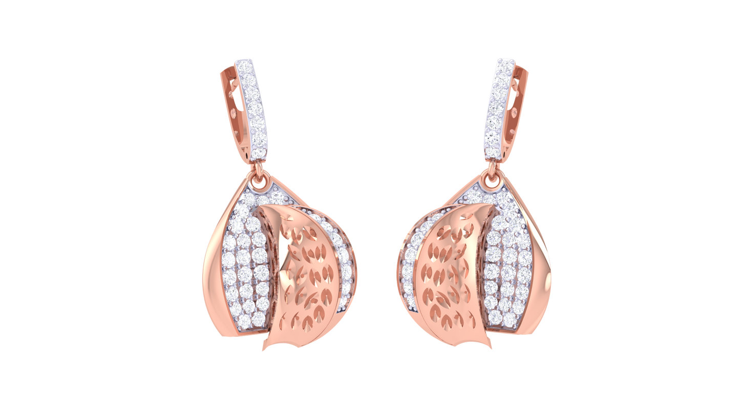 Leaf Embrace Teardrop Hoop Earrings - 0.79 Ct Diamonds