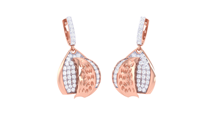 Leaf Embrace Teardrop Hoop Earrings - 0.79 Ct Diamonds