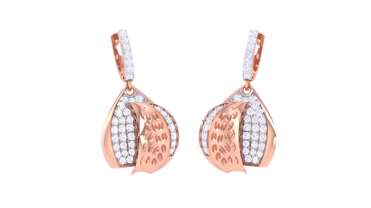 Leaf Embrace Teardrop Hoop Earrings - 0.79 Ct Diamonds
