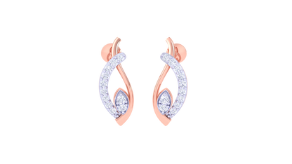 Flame Curve Stud Earrings In Gold - 0.18 Ct Brilliant White Diamonds