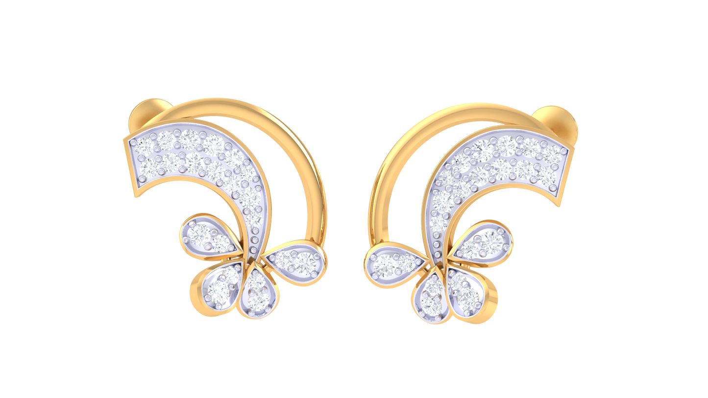 Filigree Flourish Studs Earrings In Rose Gold - 0.38 Ct Sarkling Round Cut Diamonds