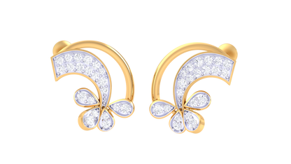 Filigree Flourish Studs Earrings In Rose Gold - 0.38 Ct Sarkling Round Cut Diamonds