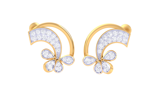 Filigree Flourish Studs Earrings In Rose Gold - 0.38 Ct Sarkling Round Cut Diamonds