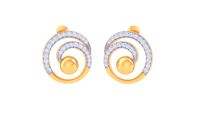Radiant Spiral Stud Earrings In Gold - 0.38 Ct Brilliant White Diamonds